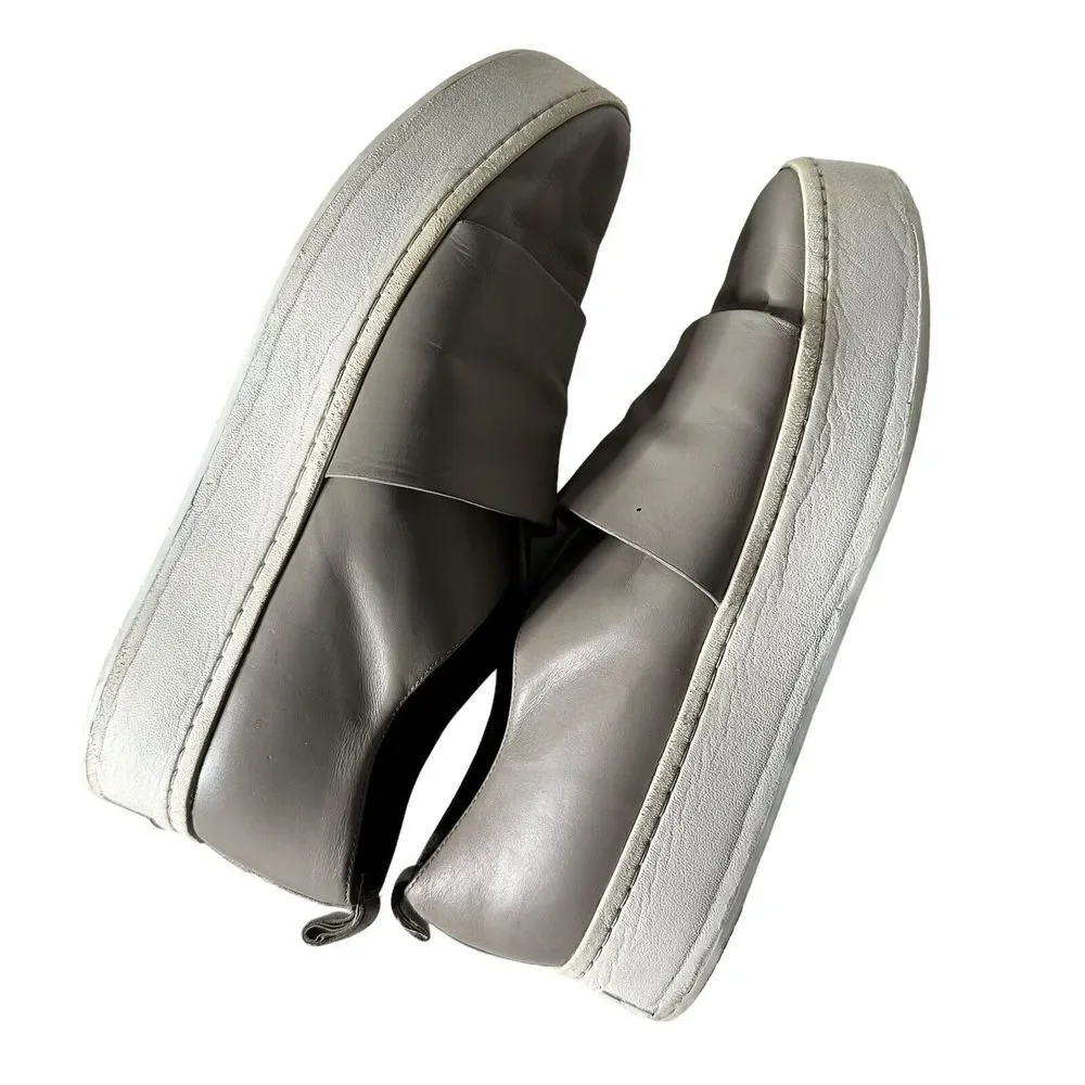 Vince Women's Platform Sneakers Size 9 Wallace Leather‎ Gray Slip On Shoes